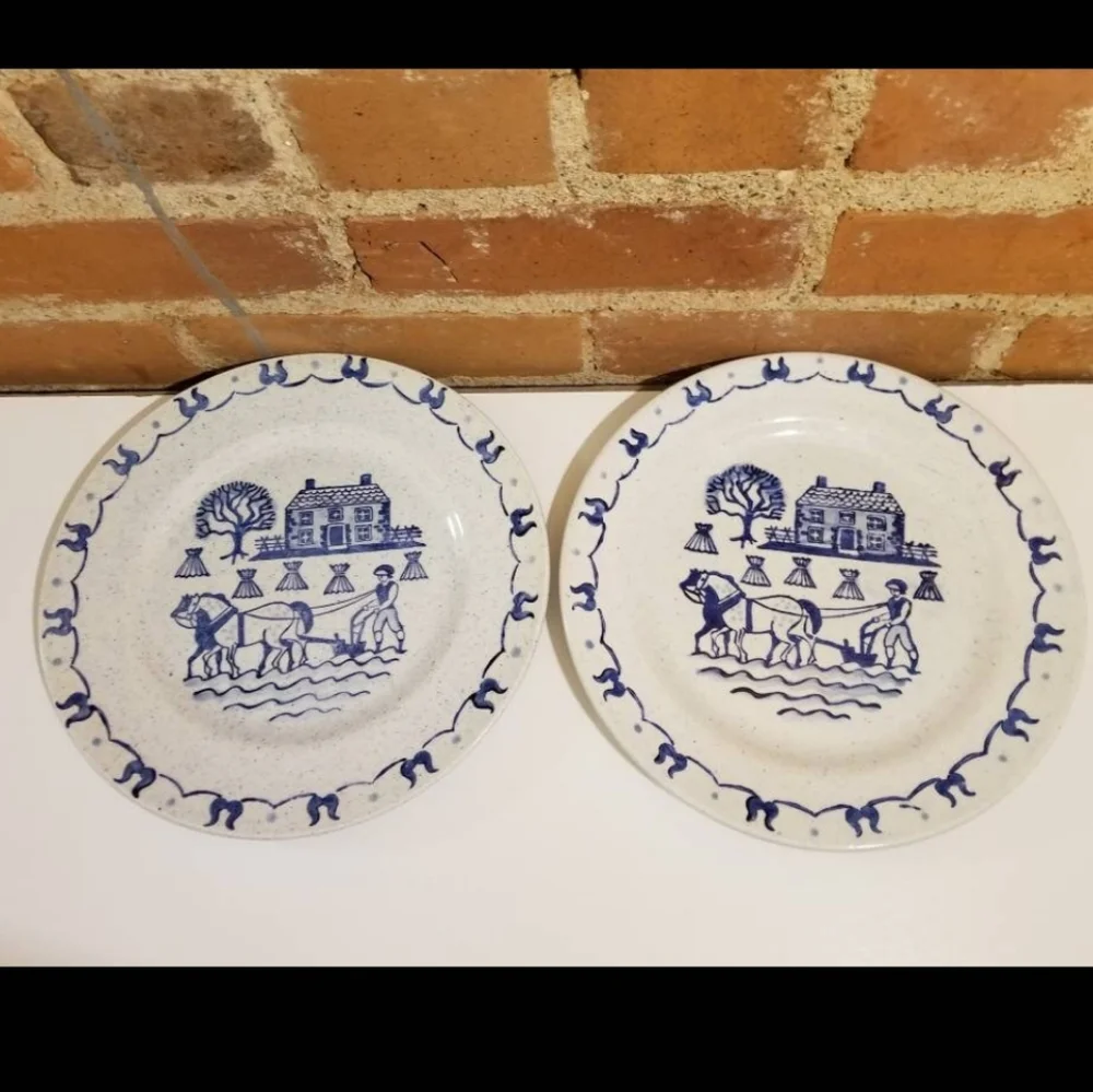 POPPYTRAIL BY METLOX PLATES VTG BLUE DINNER SET OF 6 KITCHEN DINING WEDDING GIFT